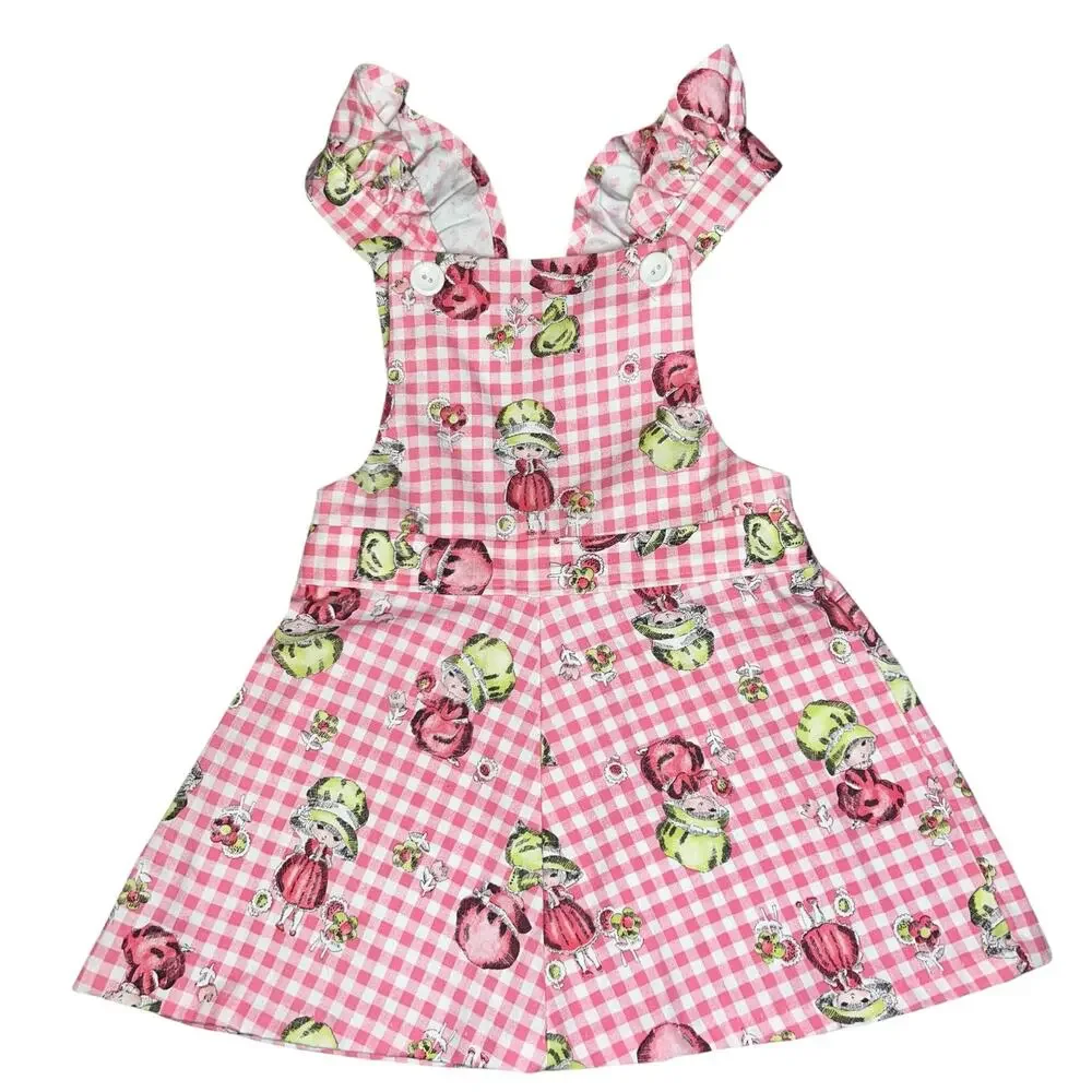 Healthtex vintage 70s Pinafore jumper dress Pink & white gingham girls size 4